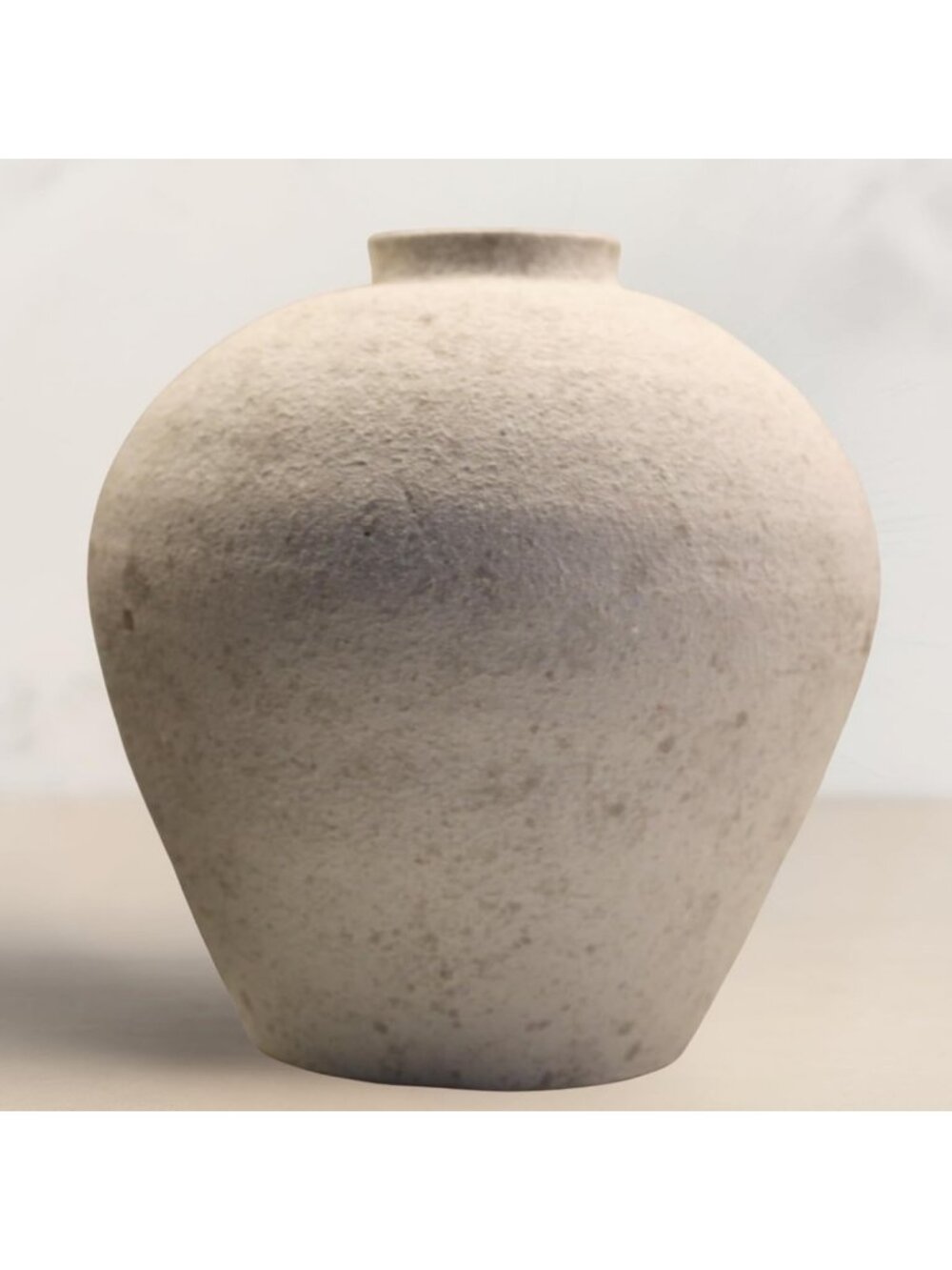 Handmade Large Round White Rustic Farmhouse Vase for Centerpieces & Decor